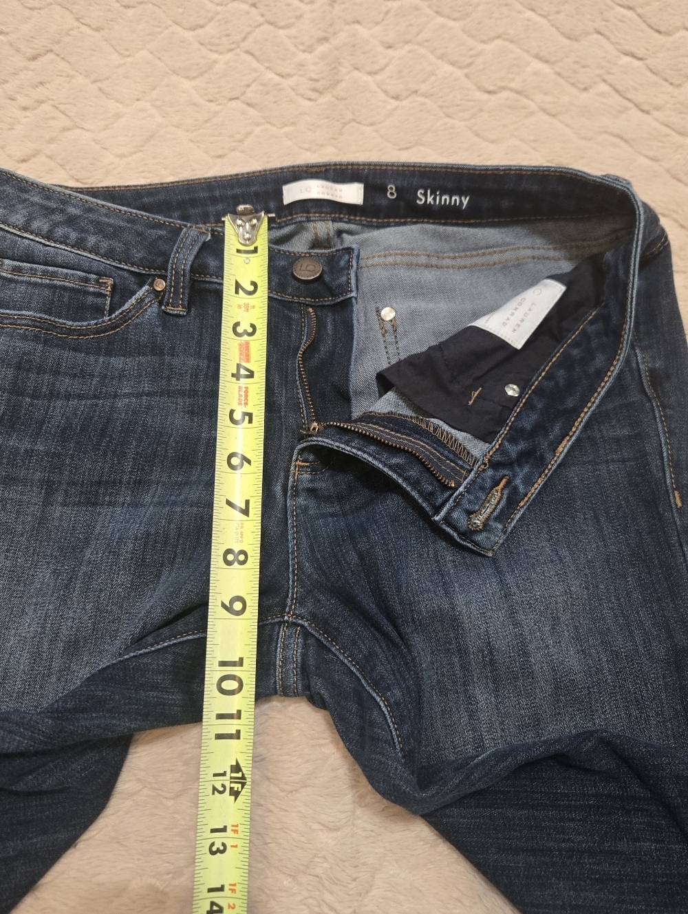 LC Lauren Conrad Dark Wash Skinny Straight Leg Jeans, Size 8 - Picture 4 of 7